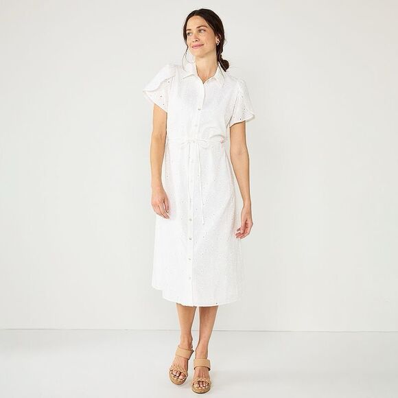 DRAPER JAMES RSVP Midi Shirt Dress floral eyelet size 3X NWT - Picture 1 of 11